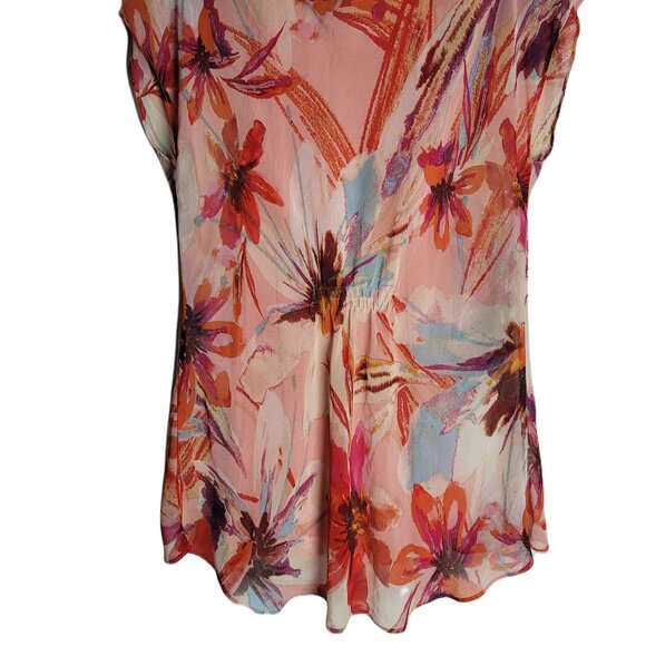 Cupio Womens Small Short Sleeve Pink Floral Tee Top - Picture 2 of 3